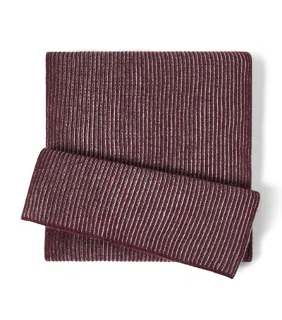 Brunello Cucinelli Cashmere Ribbed Scarf In Burgundy