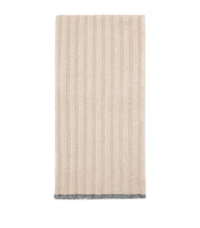 Brunello Cucinelli Cashmere Ribbed Scarf In Neutral