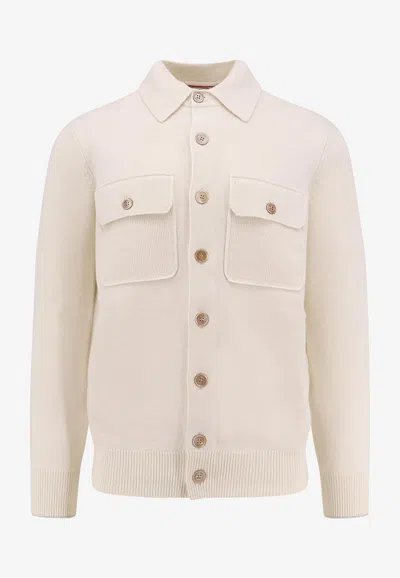 Brunello Cucinelli Cashmere Ribbed Sweater In White