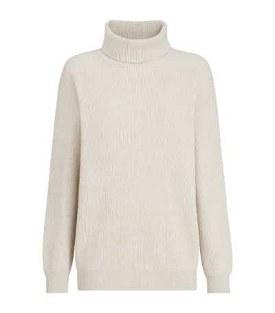 Brunello Cucinelli Cashmere Rib-knit Monili Rollneck Sweater In Multi