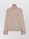 Brunello Cucinelli Light Brown Cashmere Turtle-neck Sweater In Neutral