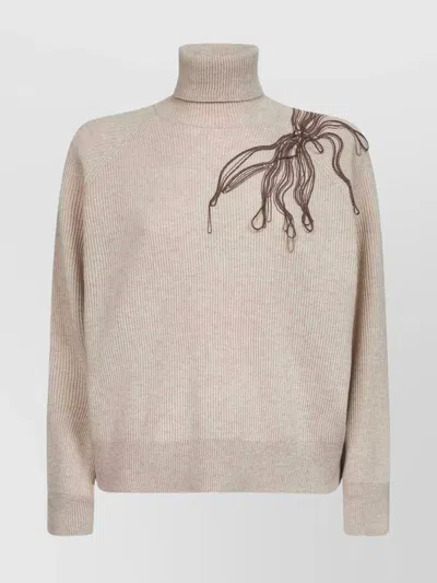 Brunello Cucinelli Cashmere Roll Neck Sweater With Embellished Detail