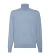 Brunello Cucinelli Cashmere Rollneck Sweater In Blue