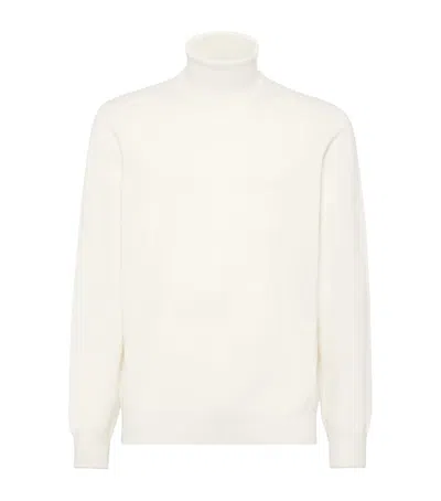 Brunello Cucinelli Cashmere Rollneck Sweater In White