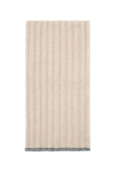 Brunello Cucinelli Cashmere Rib-knit Scarf In Beige