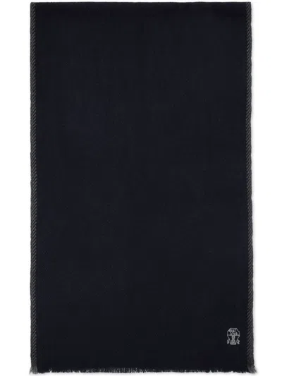 Brunello Cucinelli Cashmere Diagonal Scarf In Blue