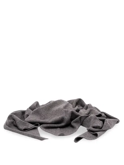 Brunello Cucinelli Monili-embellished Cashmere Scarf In Gray