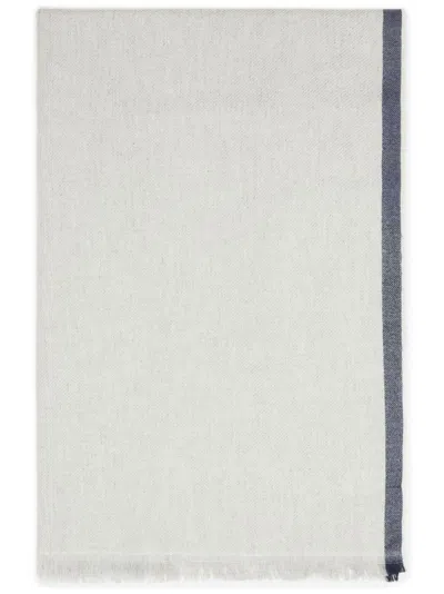 Brunello Cucinelli Cashmere Stripe-detail Diagonal Scarf In Grey