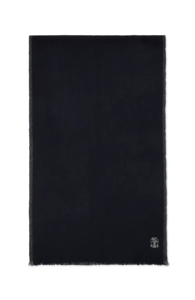 Brunello Cucinelli Cashmere Scarf In Marine Blue