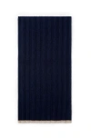 Brunello Cucinelli Ribbed Knit Scarf In Navy Blue