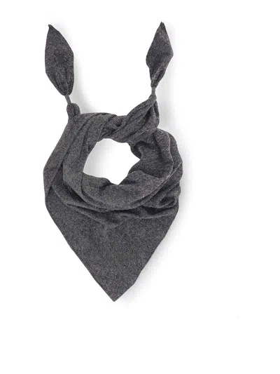 Brunello Cucinelli Cashmere Scarf With Mobile Detail In Gray