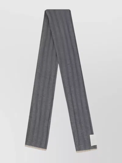 Brunello Cucinelli Cashmere Scarf With Ribbed Design And Lightweight In Gray