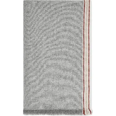 Brunello Cucinelli Cashmere Scarf With Striped Edge In Gray