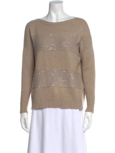 Pre-owned Brunello Cucinelli Cashmere Scoop Neck Sweater In Brown
