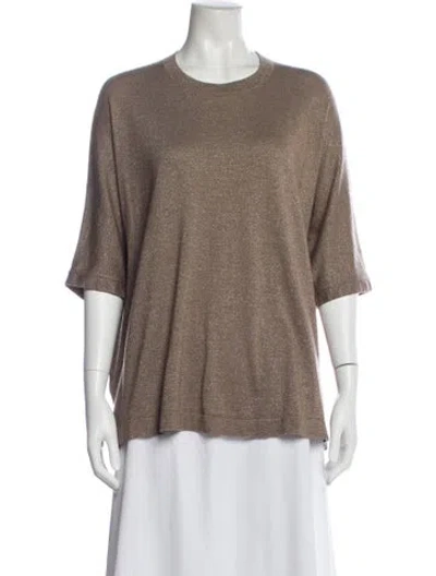 Pre-owned Brunello Cucinelli Cashmere Scoop Neck Sweater In Brown