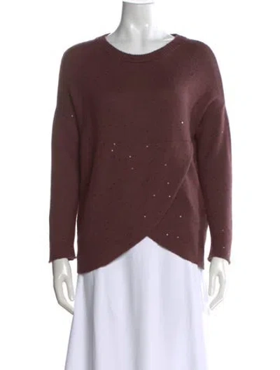 Pre-owned Brunello Cucinelli Cashmere Scoop Neck Sweater In Burgundy