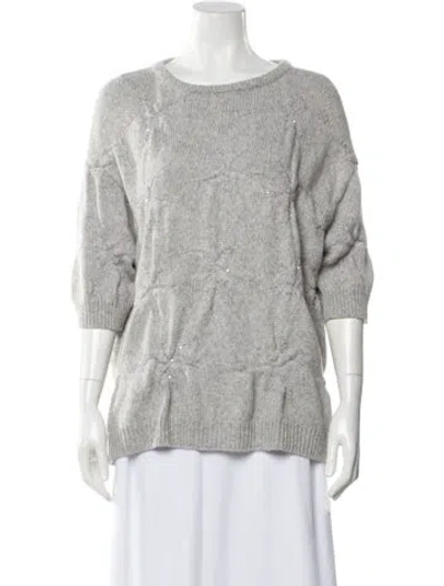 Pre-owned Brunello Cucinelli Cashmere Scoop Neck Sweater In Gray