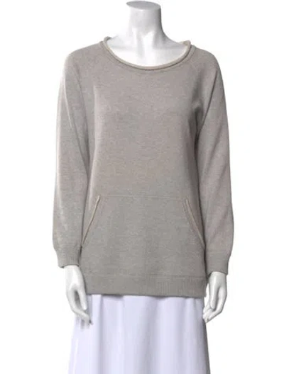 Pre-owned Brunello Cucinelli Cashmere Scoop Neck Sweater In Gray
