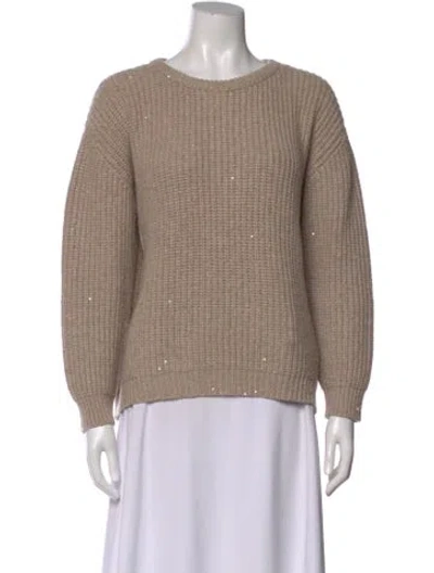 Pre-owned Brunello Cucinelli Cashmere Scoop Neck Sweater In Neutral