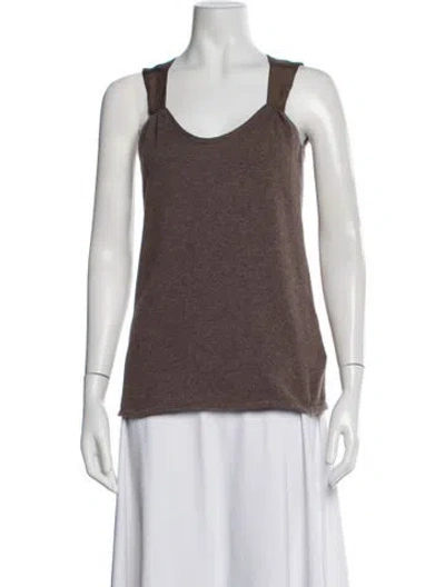 Pre-owned Brunello Cucinelli Cashmere Scoop Neck Top In Brown