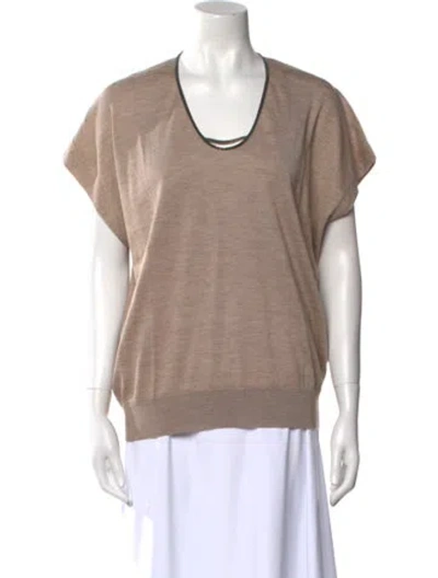 Pre-owned Brunello Cucinelli Cashmere Scoop Neck T-shirt In Brown