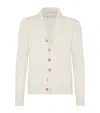 Brunello Cucinelli Cashmere Cardigan With Cable Knit Design In Neutrals