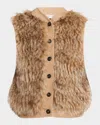 Brunello Cucinelli Cashmere Sheep Shearling Hooded Vest In Brown
