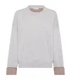 Brunello Cucinelli Cashmere Sweater With Monili In Gray