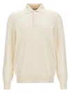 Brunello Cucinelli Long Sleeves Cashmere Polo Sweater In Neutral