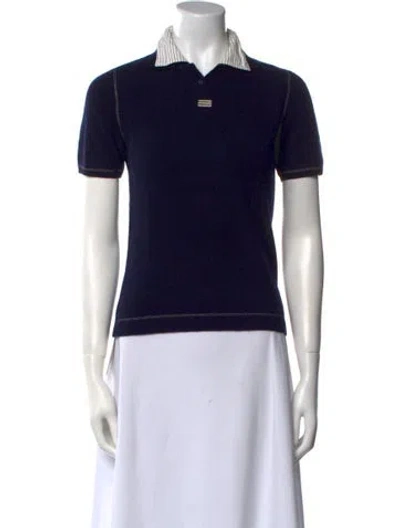 Pre-owned Brunello Cucinelli Cashmere Short Sleeve Polo In Blue