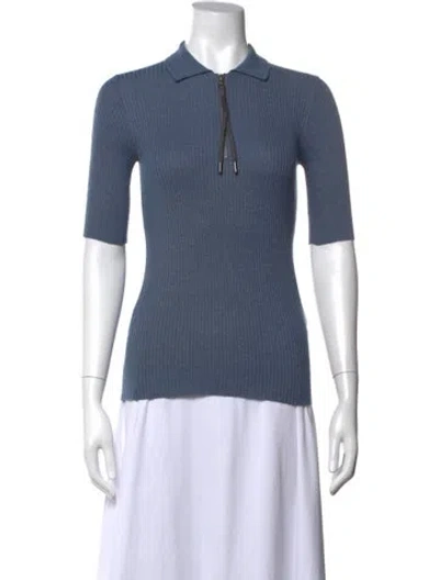 Pre-owned Brunello Cucinelli Cashmere Short Sleeve Polo In Blue
