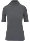 Brunello Cucinelli Short Sleeve Mock-neck Sweater In Grey
