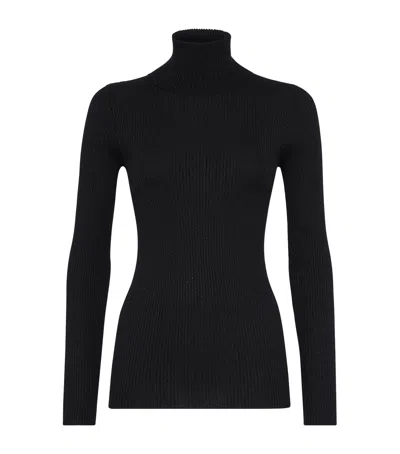 Brunello Cucinelli Cashmere-silk-blend Rollneck Sweater In Black