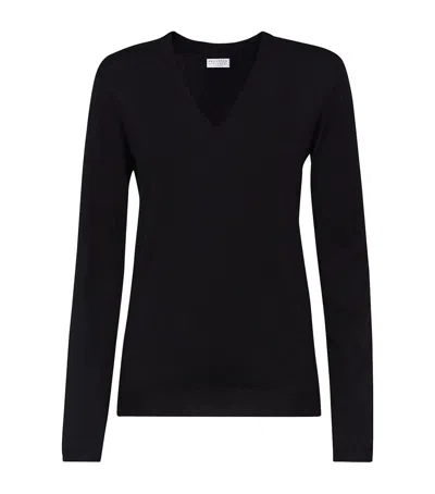 Brunello Cucinelli Cashmere-silk-blend Sweater In Black