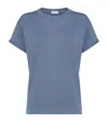 Brunello Cucinelli Cashmere-blend T-shirt In Blue