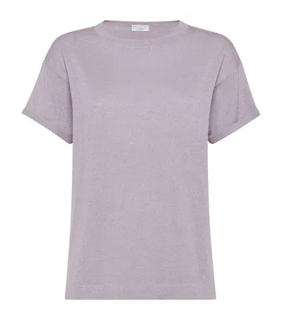 Brunello Cucinelli Women `sparkling` Cashmere And Silk Lightweight T-shirt In Purple