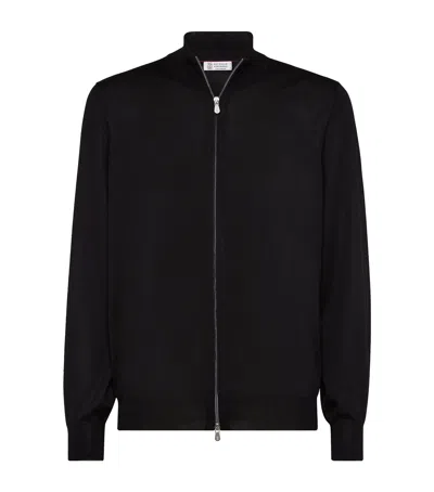 Brunello Cucinelli Cashmere-silk Cardigan In Black