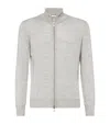Brunello Cucinelli Men High-necked Cashmere Cardigan With Zip In Gray