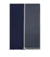 Brunello Cucinelli Wool-silk Blend Scarf With Fringed Edges In Blue