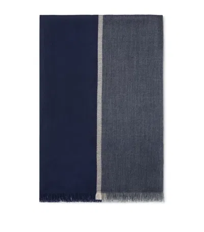 BRUNELLO CUCINELLI CASHMERE-SILK COLOUR-BLOCK SCARF