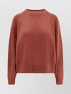 Brunello Cucinelli Cashmere Silk Crew-neck Sweater Featuring Sequins In Red