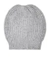 Brunello Cucinelli Cashmere-silk Embellished Beanie In Gray