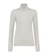 Brunello Cucinelli Cashmere-silk Glitter Turtleneck Sweater In Pearl Grey
