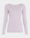 Brunello Cucinelli Cashmere Silk Lurex Boat Neck Crew In C9101 Purple Ash