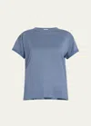 Brunello Cucinelli Cashmere Silk Lurex T-shirt In Avion Blue