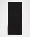 Brunello Cucinelli Cashmere Silk Scarf With Paillette Details In Black Stone