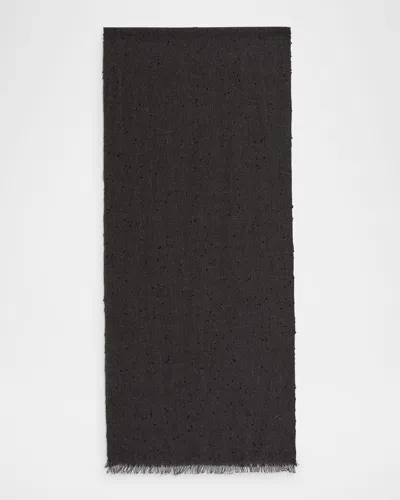 Brunello Cucinelli Cashmere Silk Scarf With Paillette Details In C9609 Med Brown