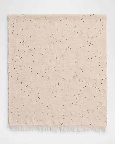 Brunello Cucinelli Cashmere Silk Scarf With Paillette Details In Pink