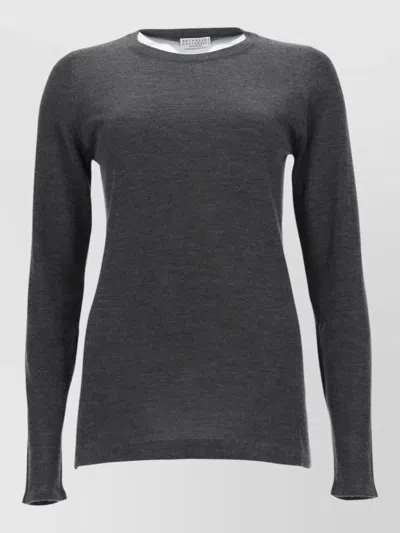 Brunello Cucinelli Maglia Leggera In Cashmere E Seta In Gray