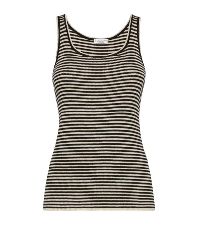 BRUNELLO CUCINELLI CASHMERE-SILK STRIPED VEST